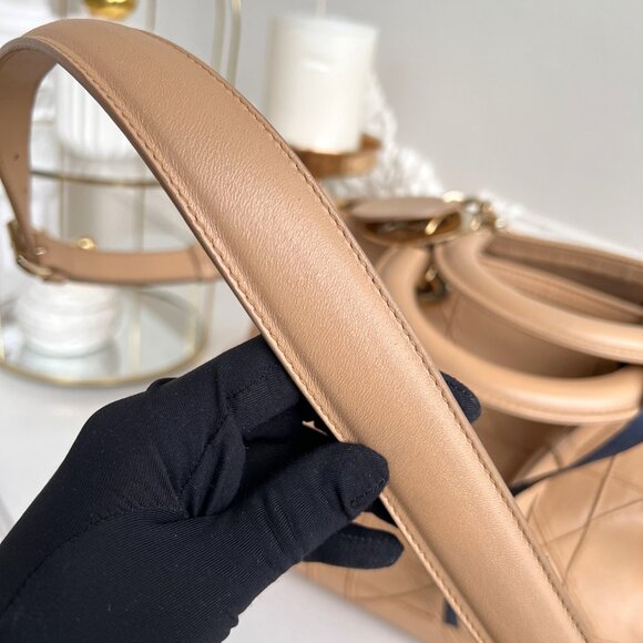 Authentic Dior tote beige Cannage Granville Leather Bag 10-BO-0171 B0818 - Picture 11 of 16